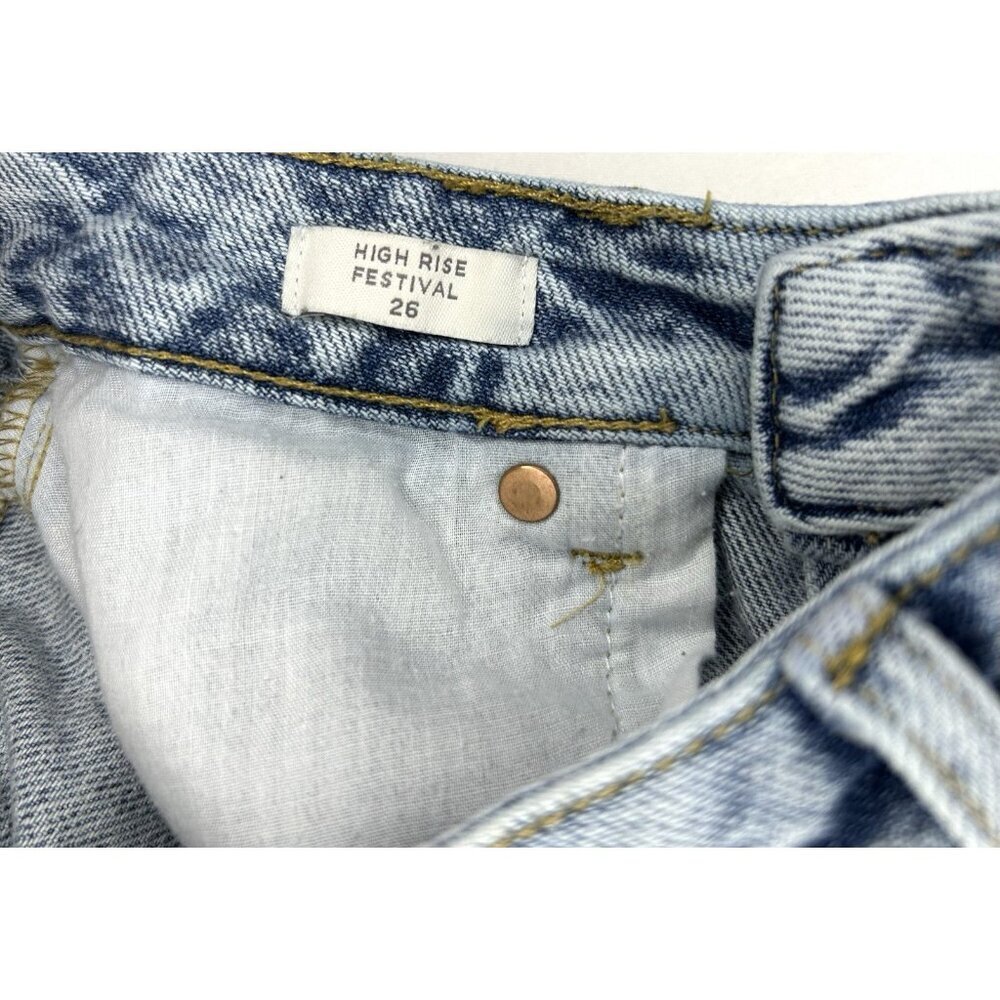 PacSun High Rise Festival Shorts Womens XS 26 Cute Summer Distressed Light Denim - Picture 12 of 16